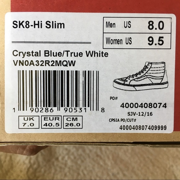 NWT Vans Sk8-Hi Slim Canvas Sneakers, W 9.5, M 8 - Picture 6 of 7